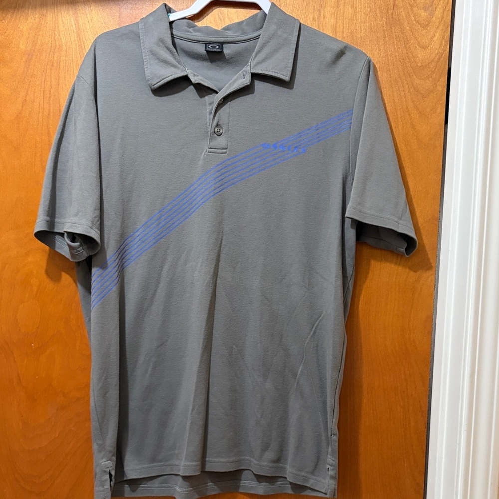Oakley Gray Polo with Blue Accent